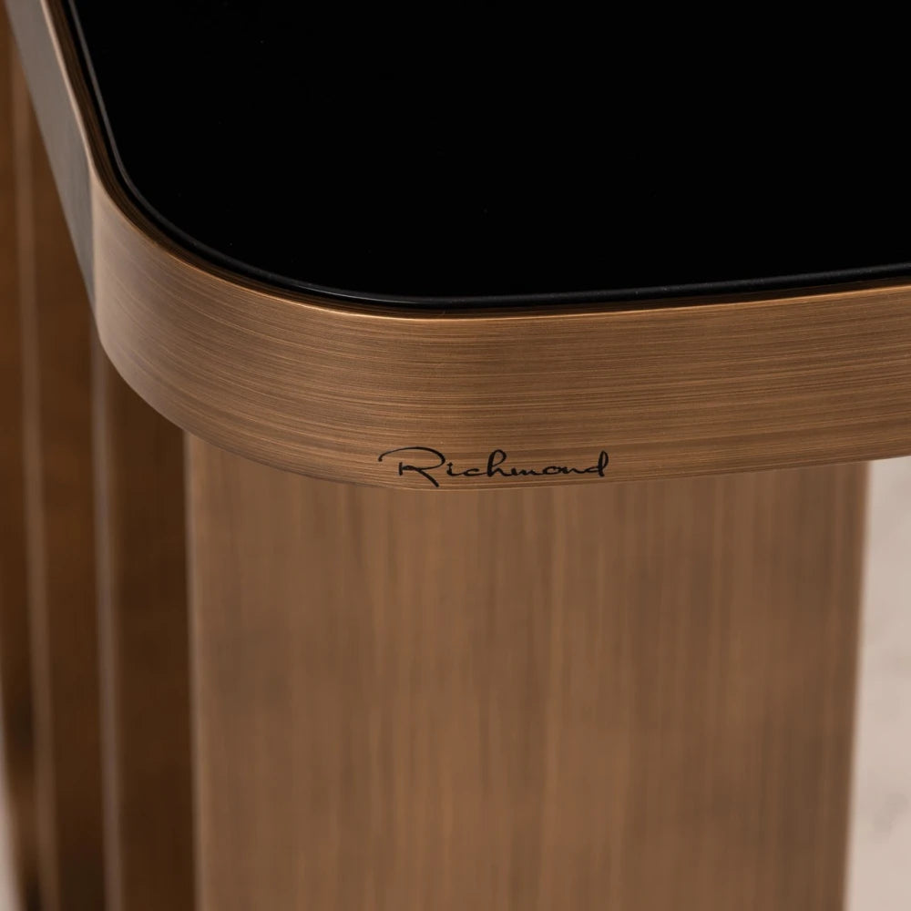 Consola din Metal Auriu periat si Ceramica/Sticla Negru/Bej L120xH83.5cm Locarno Richmond interiors