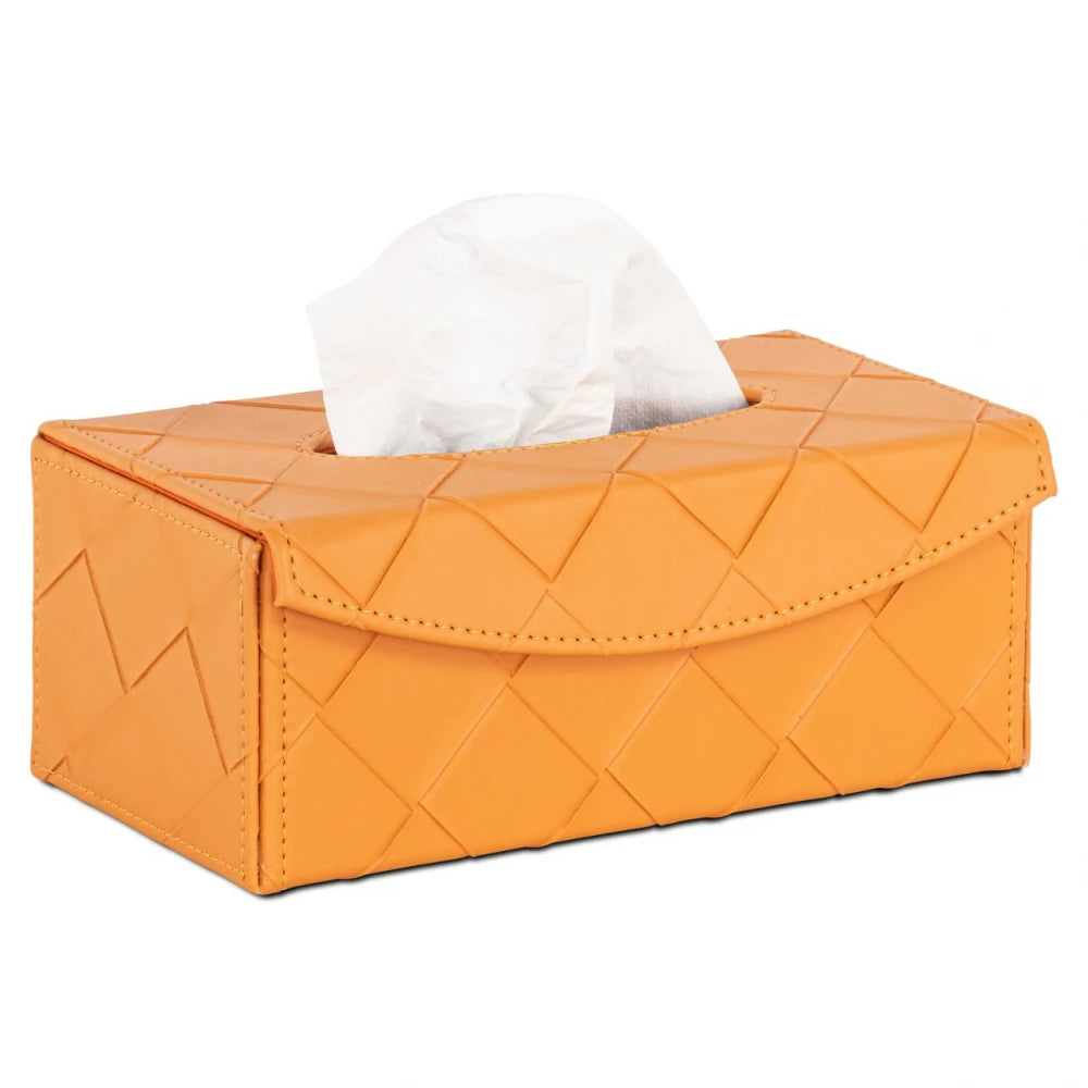 Cutie de servetele decorativa din Carton/Piele sintetica Portocaliu L24xH9.5cm Molly Richmond interiors
