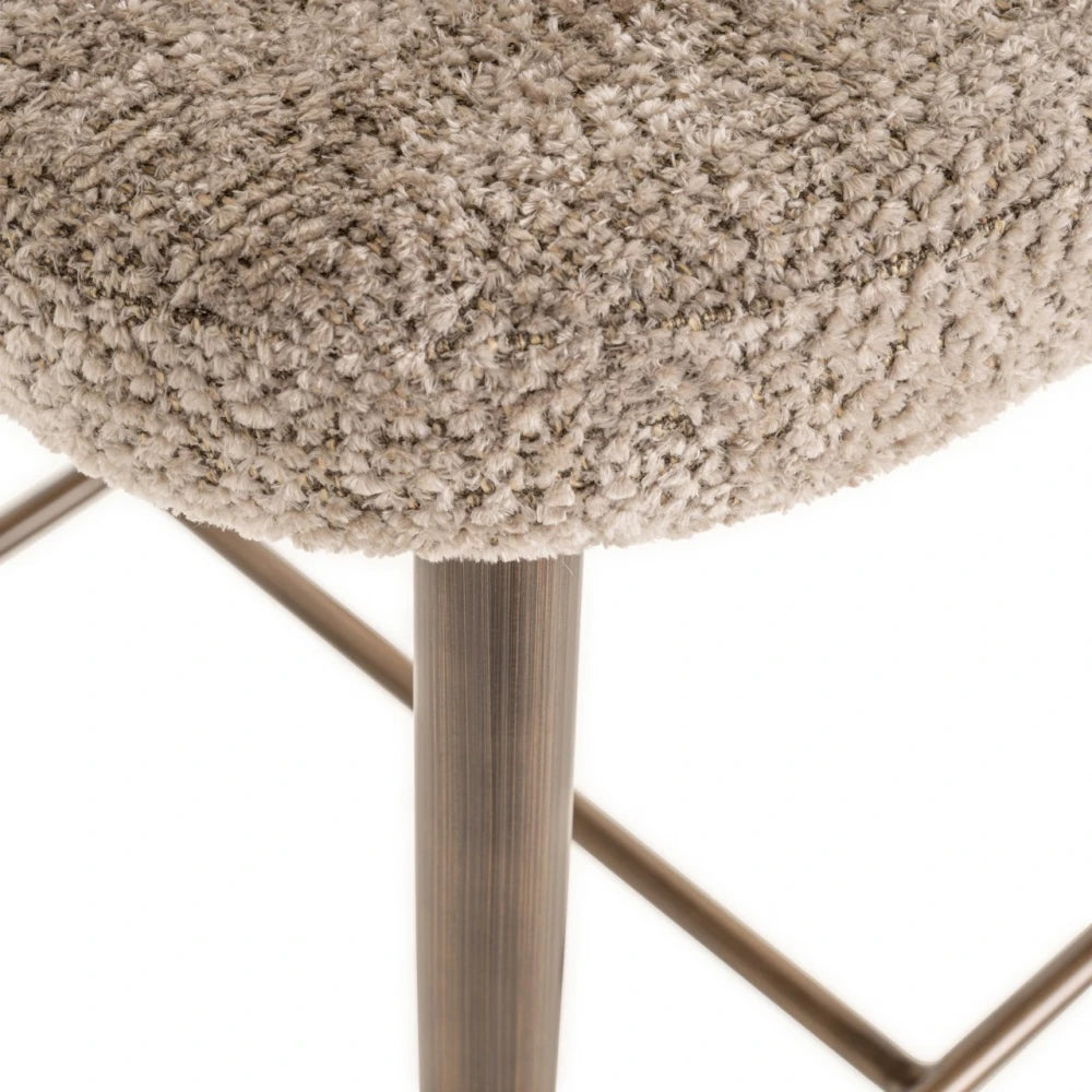 Scaun de bar din Chenille Bej si Metal Alama L47xH109cm Delphine Richmond interiors