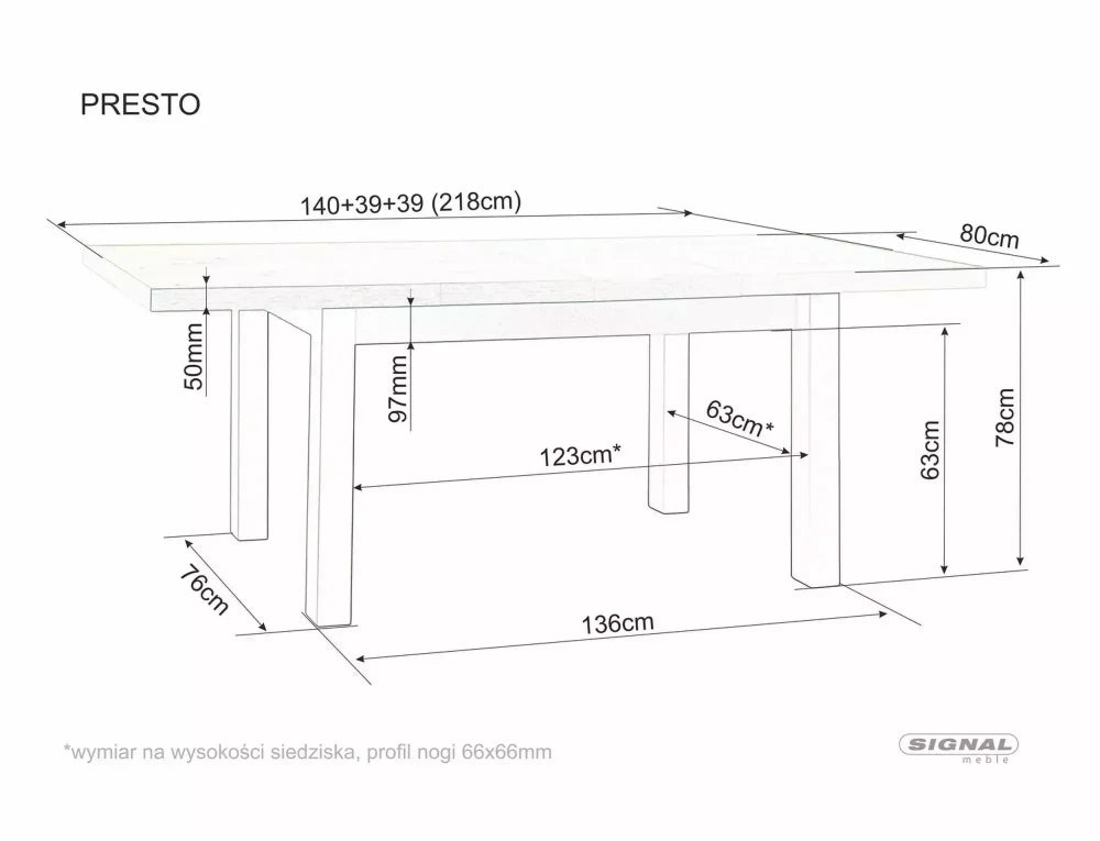 Masa extensibila din PAL Bej/Maro L140-218xH78cm Presto