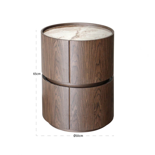 Noptiera din MDF/Furnir Maro si Ceramica Bej D50xH65cm Ellery Richmond interiors