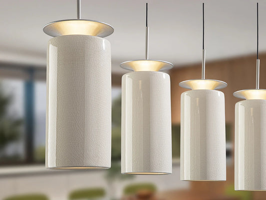 Lustra din Metal Gri si Ceramica Crem 40W L99xH160cm Alfara