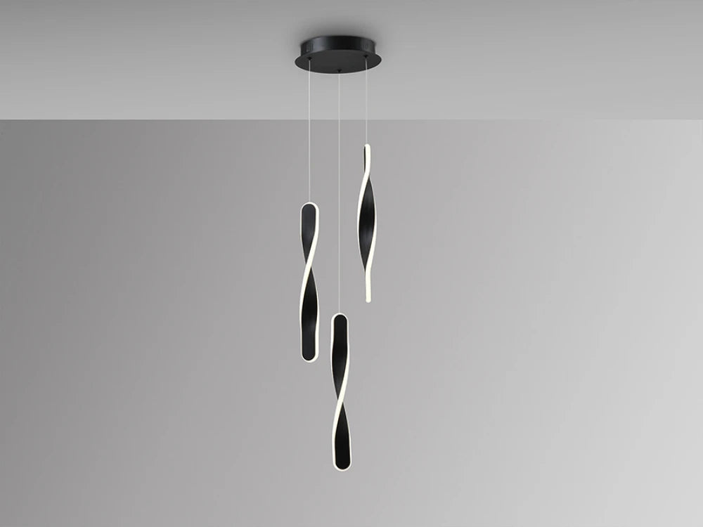 Lustra din Metal Negru si Silicon Opal Negru 30W D23xH200cm Twist