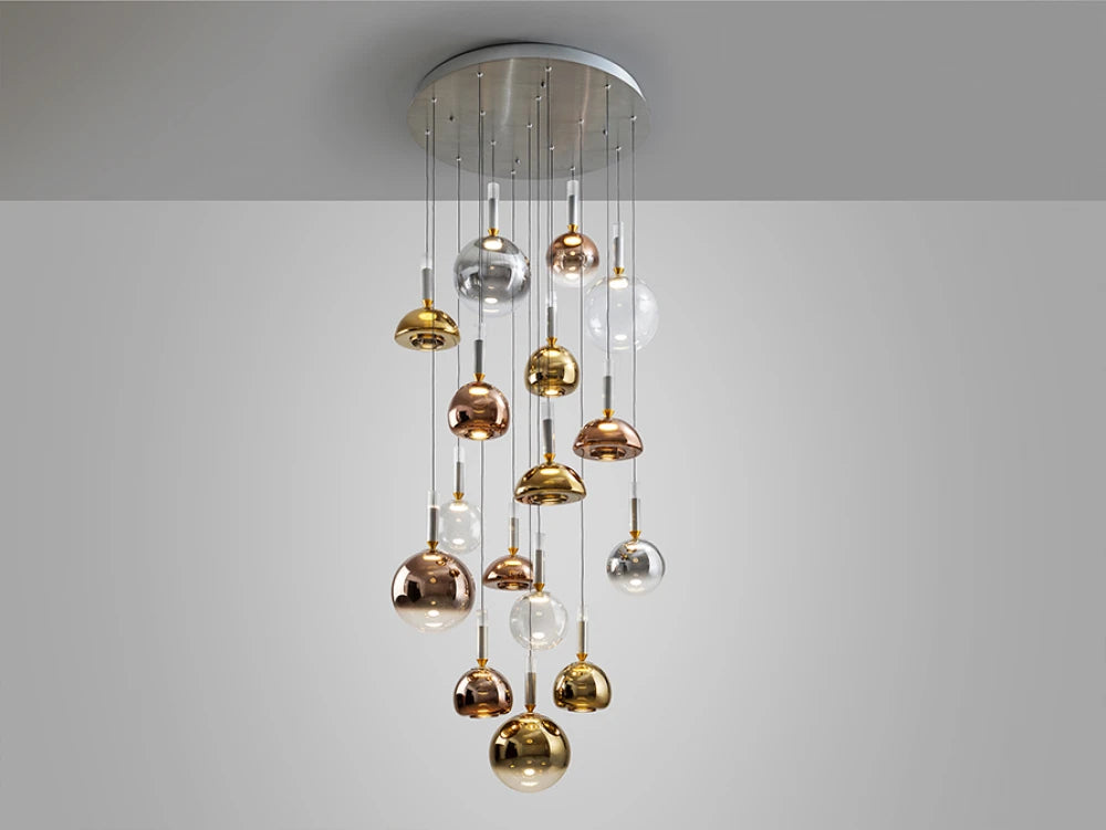 Candelabru din Aluminiu Gri Inchis si Sticla Multicolor 96W D75xH300cm Charlize
