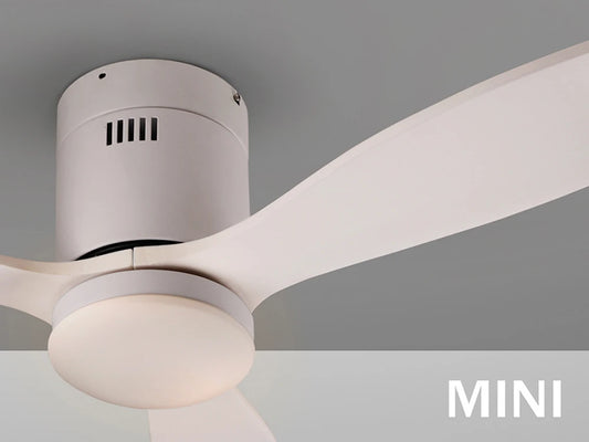 Ventilator cu iluminat Mini din Metal Alb si Lemn Alb 24W D107xH30cm Siroco