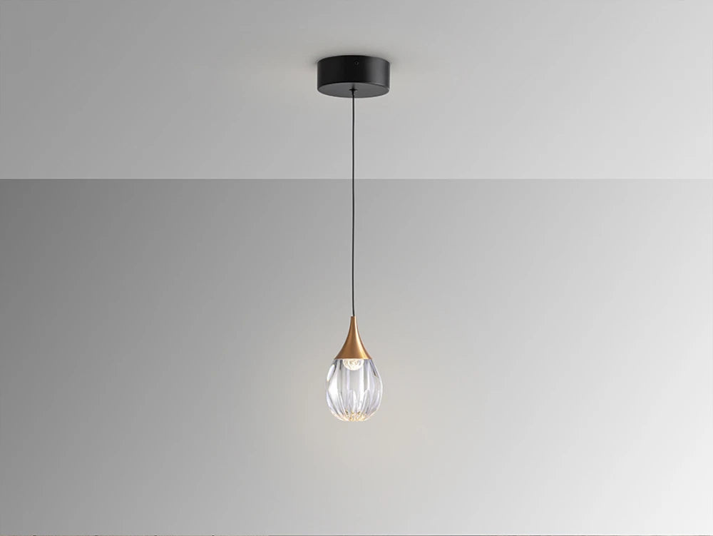 Pendul din Metal Negru si Acril Transparent/Cupru 6W D12xH180cm Corina