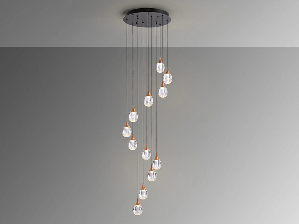 Candelabru din Metal Negru si Acril Transparent/Cupru 72W D50xH260cm Corina