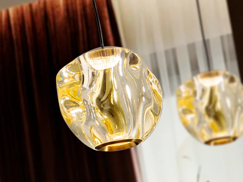 Pendul din Metal Negru si Acril Transparent/Bronz 4.2W D12xH160cm Zaria