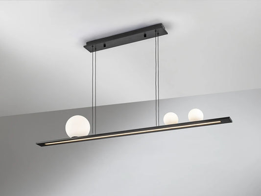 Lustra din Aluminiu Negru si Sticla Alb 31W L120xH150cm Mila