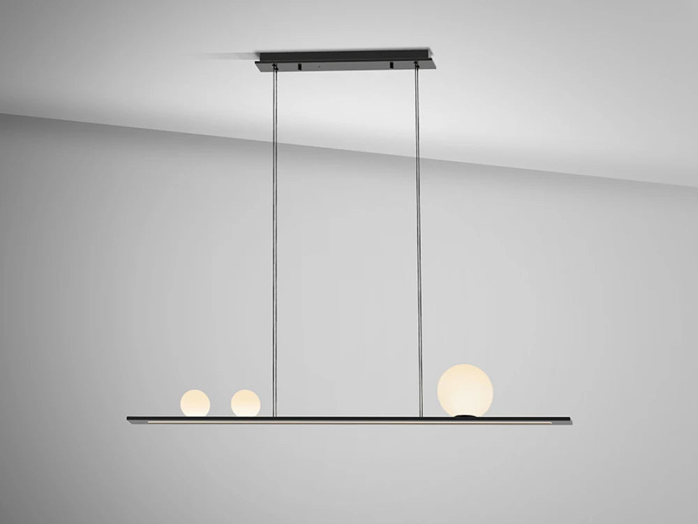 Lustra din Aluminiu Negru si Sticla Alb 31W L120xH150cm Mila