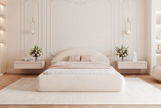 Pat 200 x 200 tapitat cu Catifea Magic velvet Ivory Velor