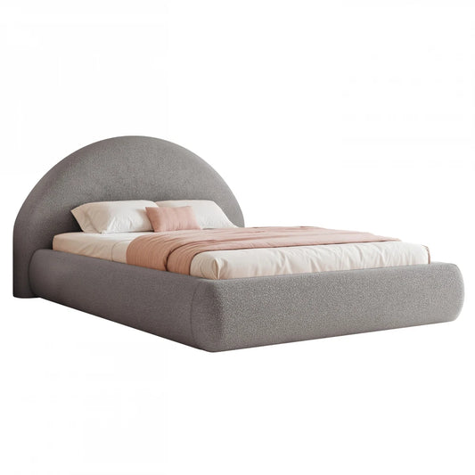 Pat 200 x 200 tapitat cu Stofa boucle Quelle Gri inchis Velor