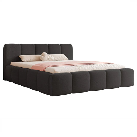 Pat 200 x 200 tapitat cu Stofa Loop Negru Aeris