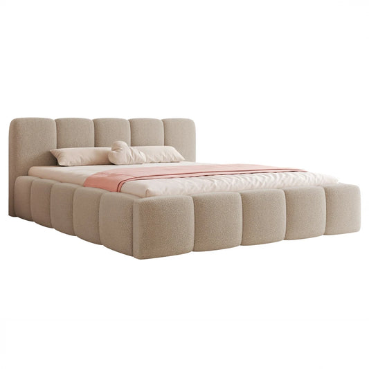 Pat 200 x 200 tapitat cu Stofa boucle Quelle Bej inchis Aeris