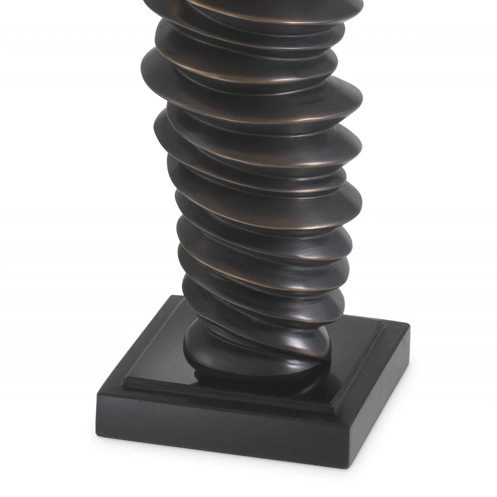 Veioza din Metal/Granit Bronz/Negru si Stofa Alb H75xD45cm Miro Eichholtz