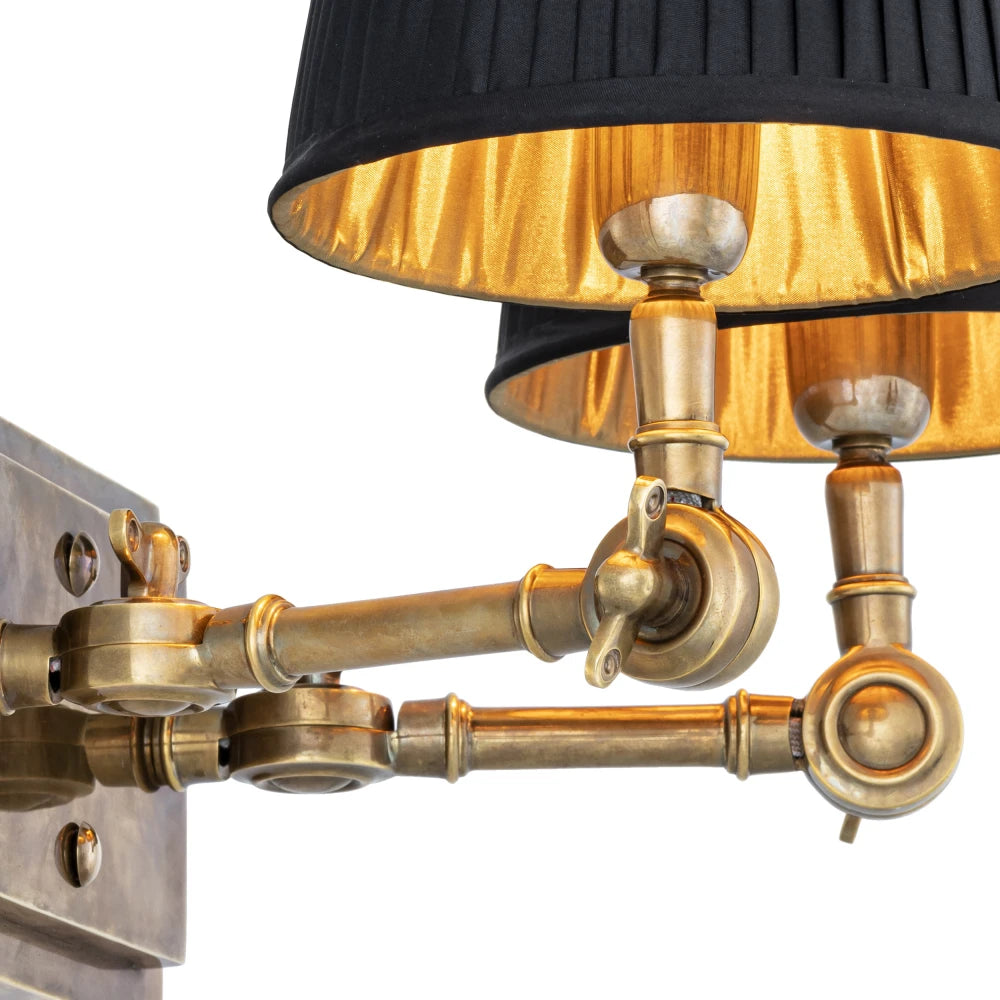 Aplica de perete din Metal Alama si Stofa Negru H25xL33cm Wentworth Double Eichholtz