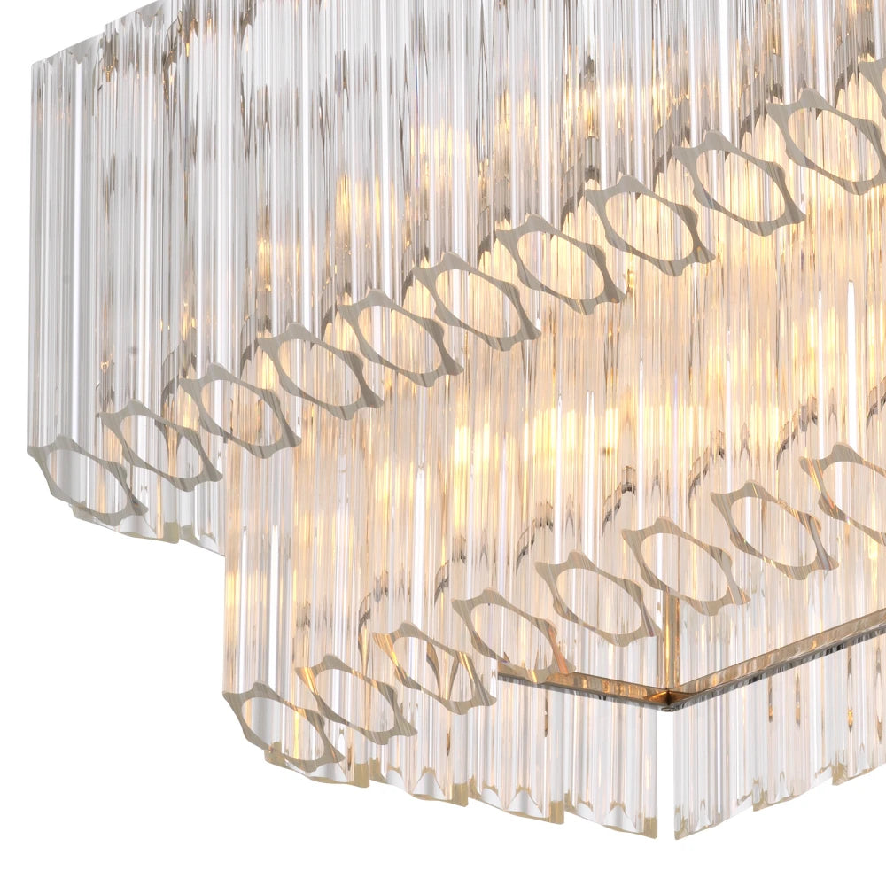 Candelabru din Metal Argintiu si Sticla Transparent H44xL148cm Vittoria rectangular Eichholtz