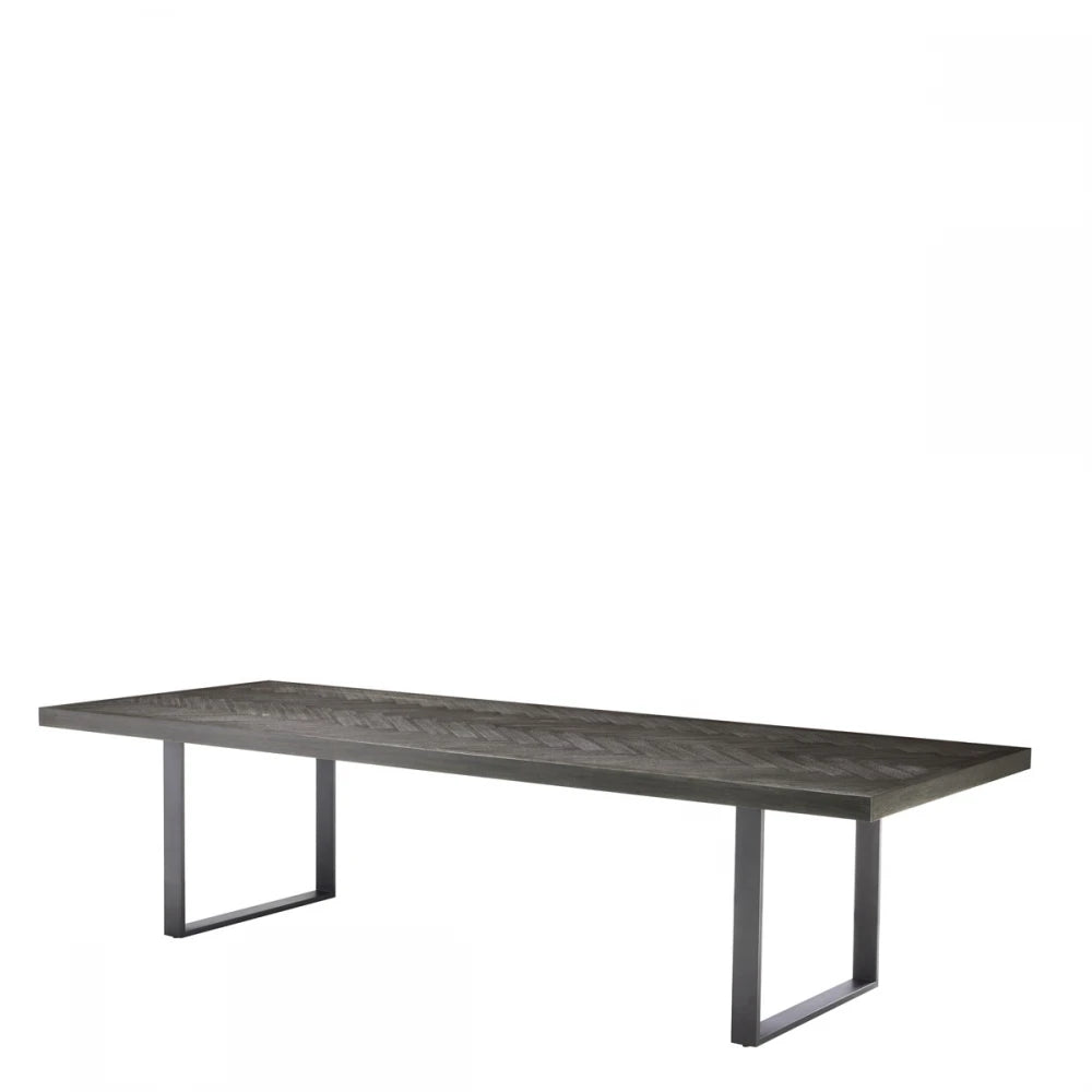 Masa din Furnir de stejar Maro inchis si Metal Bronz L300xH75cm Melchior Eichholtz