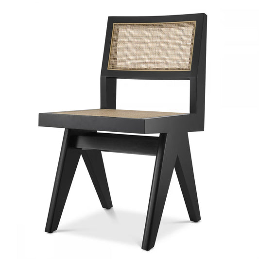 Scaun din Ratan Bej si Lemn Negru L44xA54xH85.5cm Niclas Eichholtz