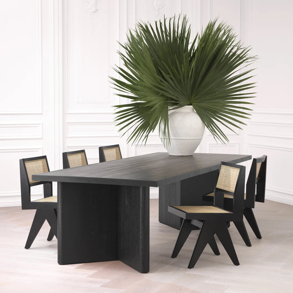 Scaun din Ratan Bej si Lemn Negru L44xA54xH85.5cm Niclas Eichholtz