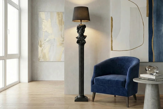 Lampa de podea din Rasina/Textil Negru L19xH120cm DAVID