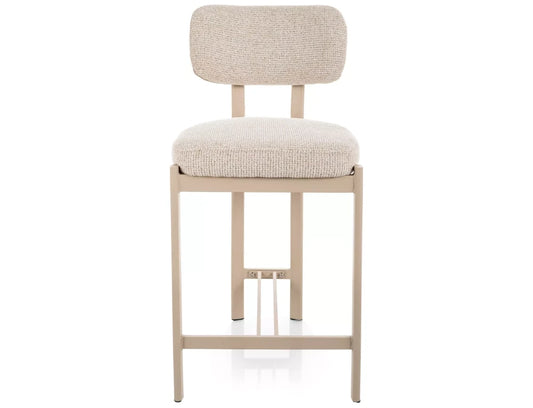Scaun de insula tapitat cu Stofa Bej deschis cu picioare din Metal Bej H92xL45xA49cm Misaki