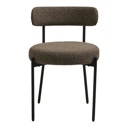 Set 2 scaune din Stofa boucle Maro si Metal Negru L57xH72,5cm Badalona