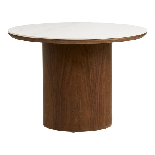 Masuta de cafea din MDF+Furnir de frasin Maro si Ceramica Alb D60xH42cm Noli