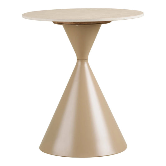 Masuta laterala din Metal Bej si Ceramica Bej D50xH56cm Annecy