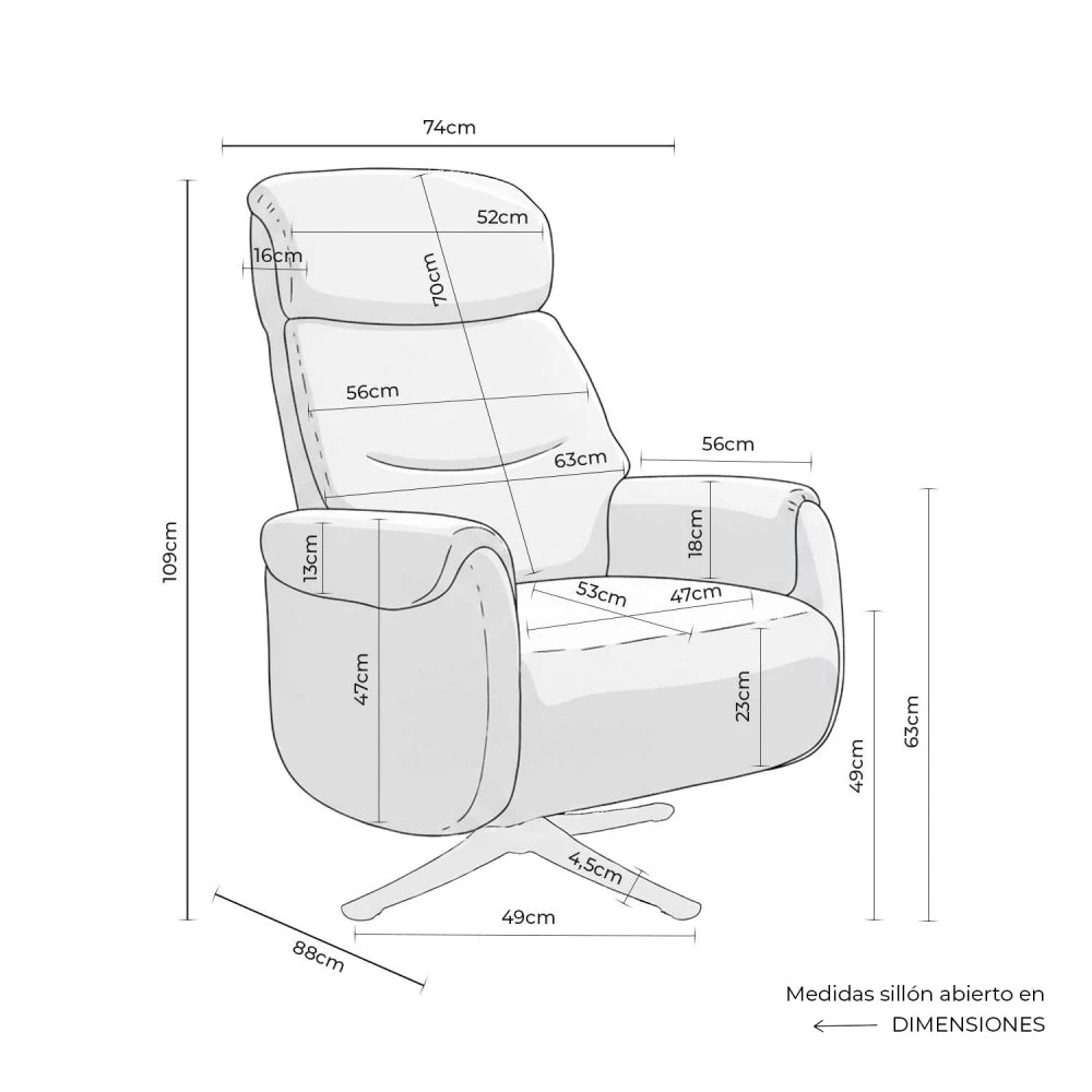 Fotoliu cu recliner electric 2 motoare rotativ 360 TAMIKO Gri L74cm x A88cm x H109cm