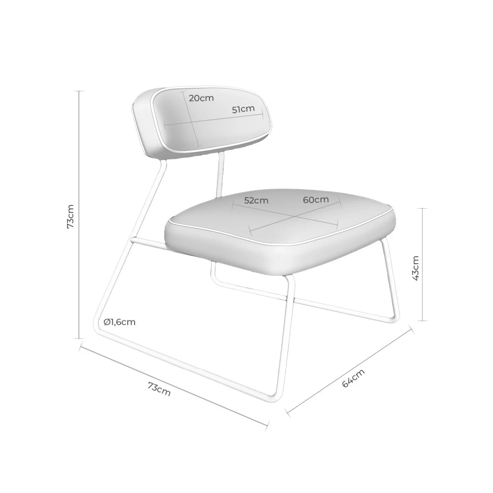 Fotoliu modern cu cadru metalic NICOSIA Gri deschis L64cm x A74cm x H73cm