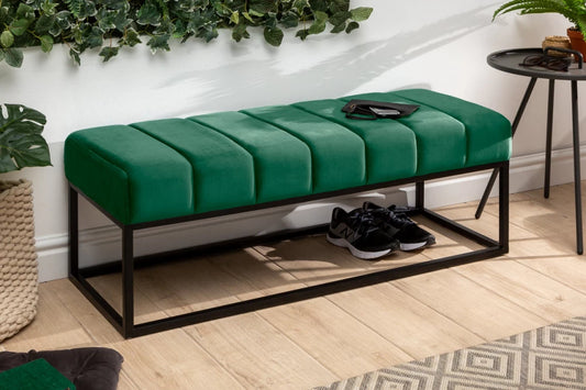 Bancheta din Metal Negru si Catifea Verde H40xL108cm Petit beaute