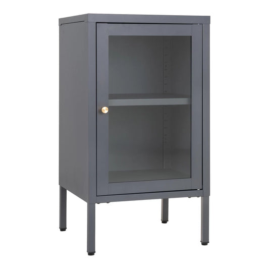 Comoda cu 1 usa din Sticla transparenta si Metal Gri L38xH70cm Dalby