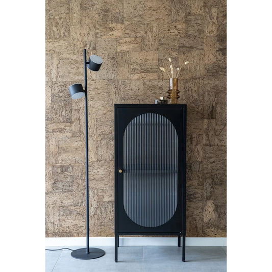 Comoda cu 1 usa din Sticla transparenta si Metal Negru L50xH110cm Adelaide