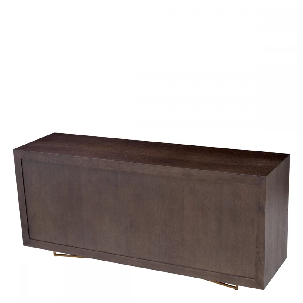 Comoda din Furnir de stejar Maro Mocha si Metal Alama L180xH80.5cm Sonesta Eichholtz