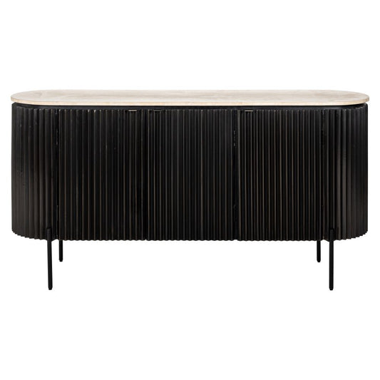 Comoda din Travertin si MDF Bej/Negru L161xH82cm Hampton Richmond Interiors