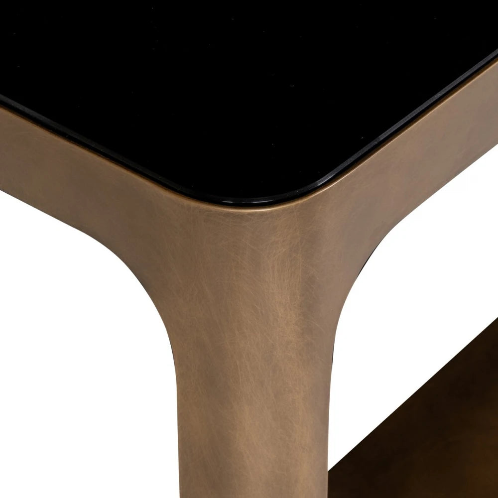 Consola din Metal Alama si Ceramica/Sticla Bej/Negru L140xH80cm Claridge Richmond interiors