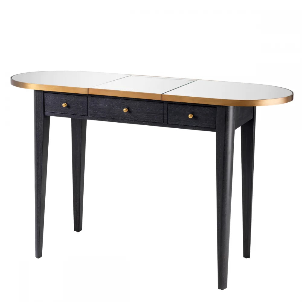 Consola din Oglinda si Furnir de stejar Gri carbune L126xH78.5cm Toulouse Eichholtz