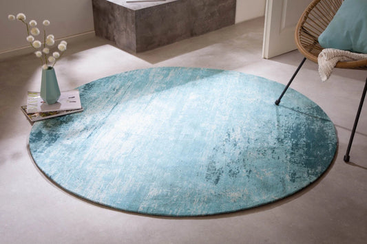 Covor rotund din Bumbac/Poliester Turcoaz D150cm Modern Art