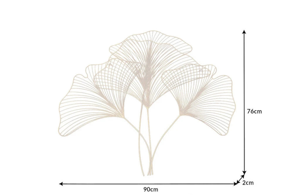 Decoratiune de perete din Metal Auriu H76xL90cm Ginkgo