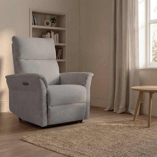 Fotoliu cu recliner electric 2 motoare MISAKI Gri deschis L66cm x A84cm x H107cm