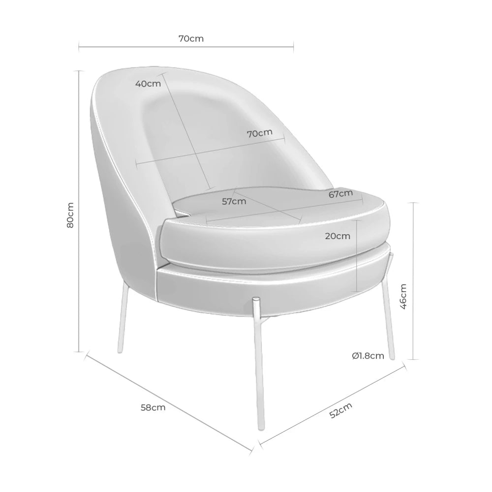 Fotoliu modern ergonomic EVORA Gri deschis L70cm x A58cm x H80cm