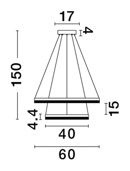 Lustra din Aluminiu Auriu H150xL60cm IP20 52W 5684lm 3000k ADRIA