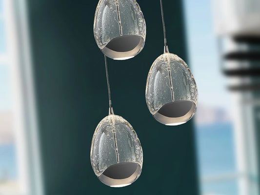 Lustra din Metal Argintiu si Sticla Transparent/Argintiu 70W D50xH500cm Rocío