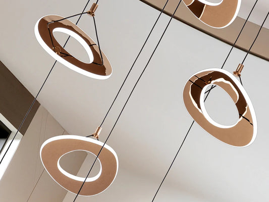 Lustra din Otel Rosegold si Acrilic Rosegold 140W D75xH240cm Mirena