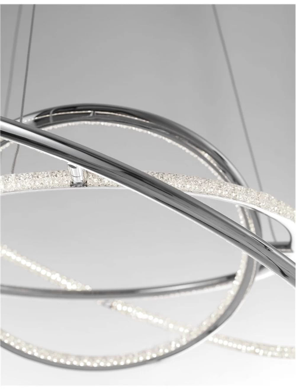 Lustra structura din Aluminiu Argintiu si abajur din Acrilic Transparent H120xL60cm IP20 53W 5071lm 3000k LIVORNO