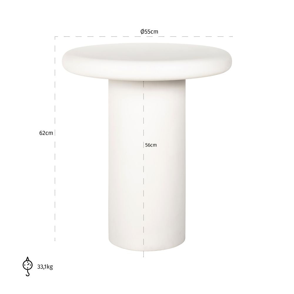 Masuta de colt Rotunda din MDF Alb D55xH60cm Bloomstone Richmond Interiors