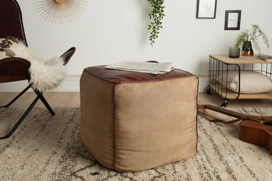 Puf din Piele naturala/Stofa Maro H45xL45cm Mustang