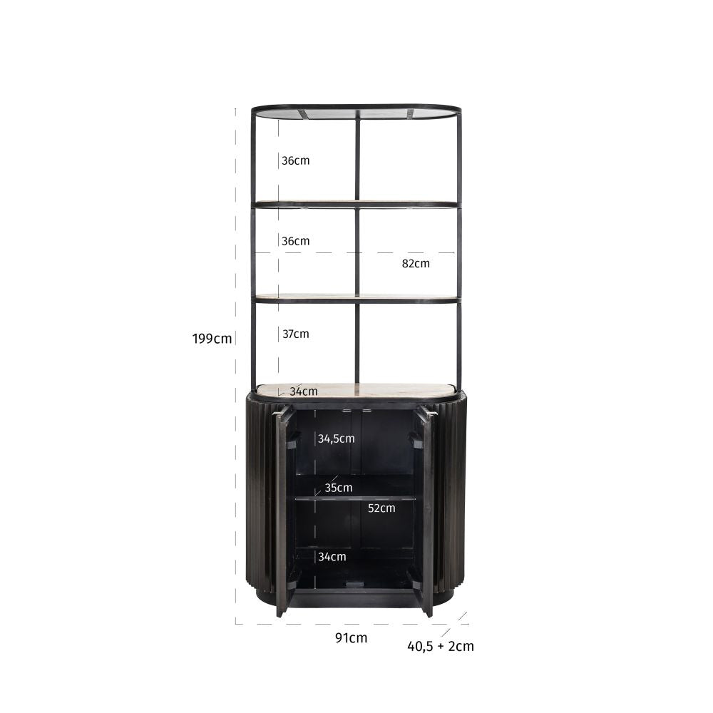 Raft din Travertin si MDF Bej/Negru L91xH199cm Hampton Richmond Interiors