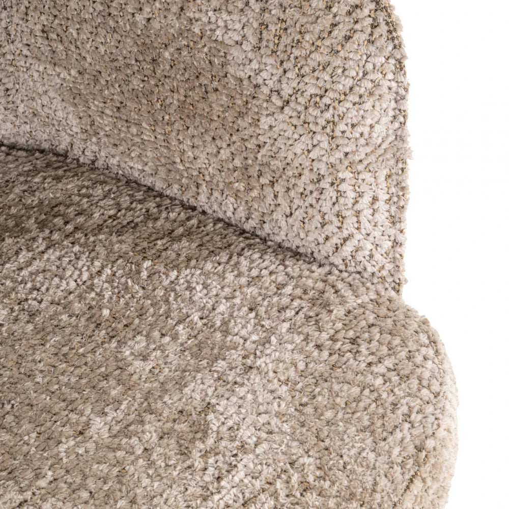 Scaun cu brate din Chenille Bej si Metal Alama L60xH85cm Delphina Richmond interiors